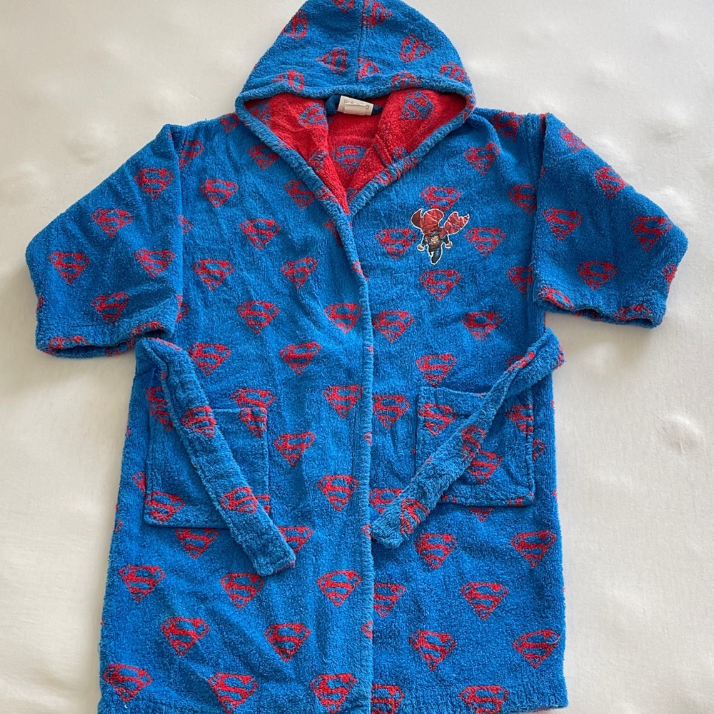 Blue Hooded Robe with Red Superman Logo